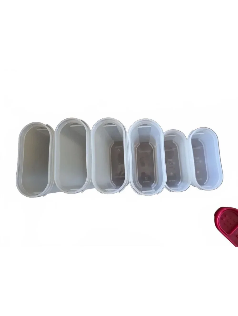5 Tupperware Modular Mates Spice Shaker Set Red Lids 10pcs